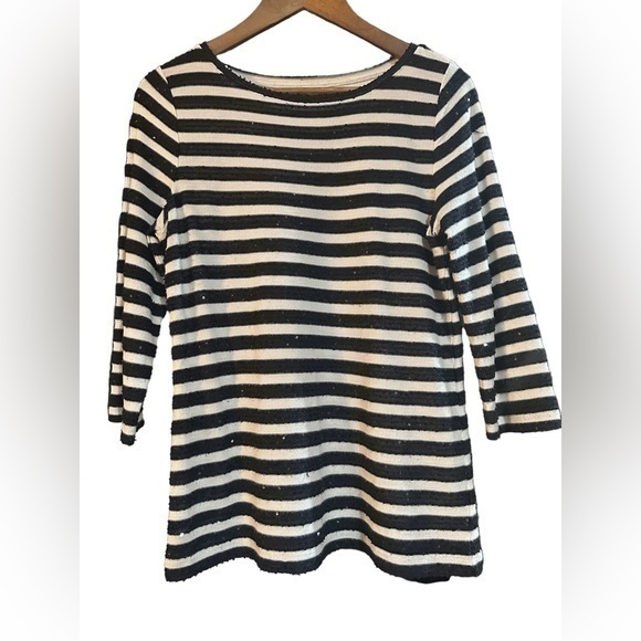Talbots Tops - Talbots Navy and White Striped Sequin Top - Womens Size Small